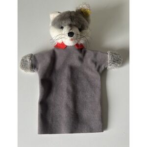 Vintage Steiff Wolf Hand Puppet Wool Vintage with Tags Germany 6474/27 Gray